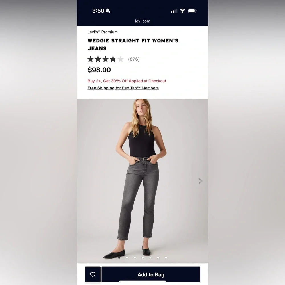 Levi's Gray Straight Leg Jeans with Classic Fit - Picture 4 of 4